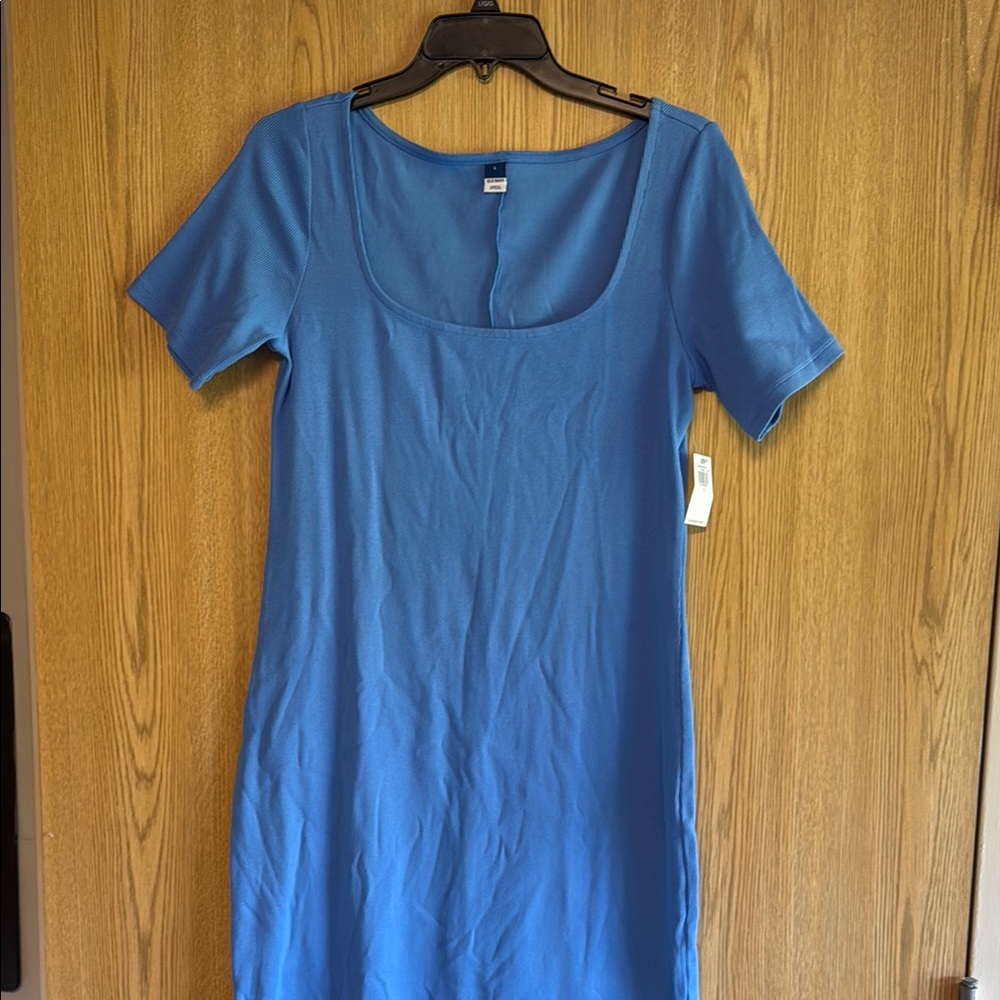 Old Navy Blue Fitted Short Sleeve Blouse